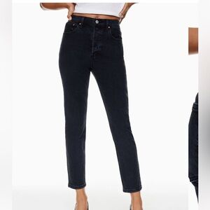 Size 28 Aritzia Denim Forum Yoko High Rise Slim Jeans Black Denim 26L